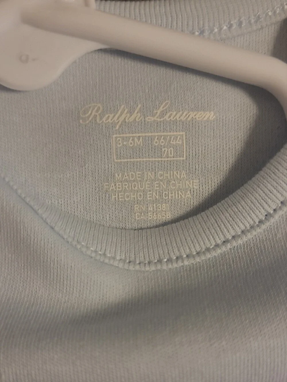 Ralph Lauren Light Blue Long-Sleeve Baby One-Piece Bodysuit